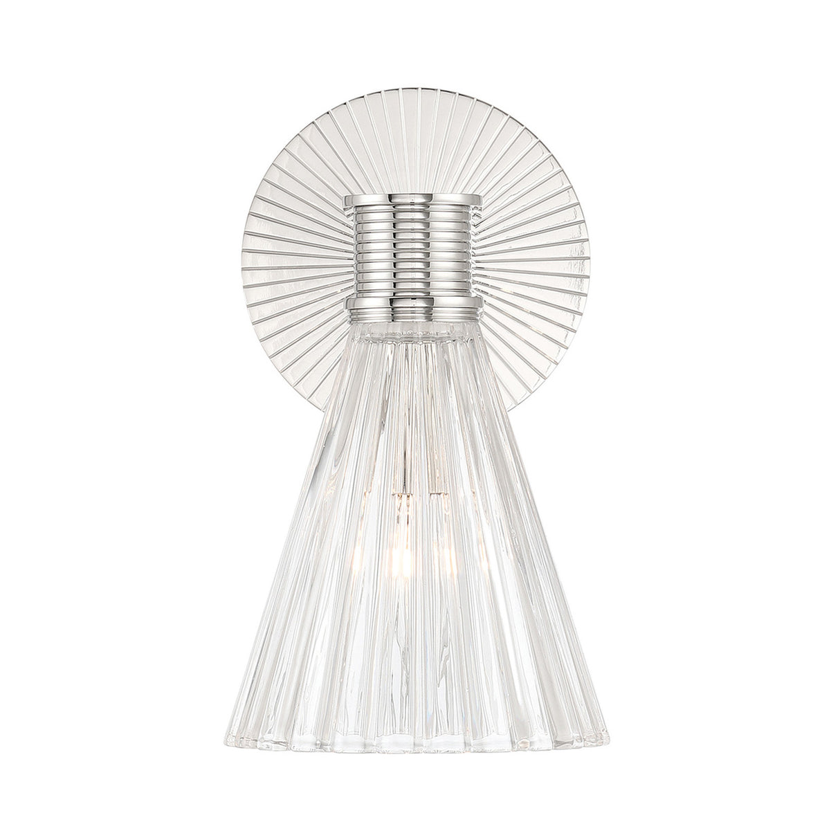 Eliza Wall Sconce 9", Polished Nickel and Clear Ribbed Glass