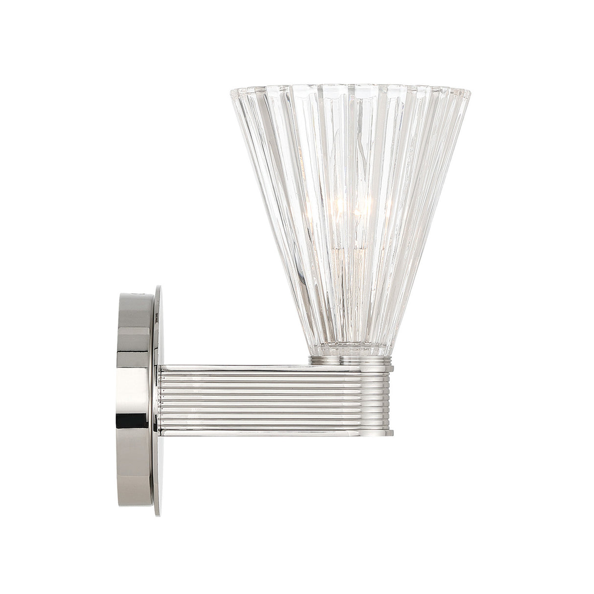 Eliza Wall Sconce 9", Polished Nickel and Clear Ribbed Glass