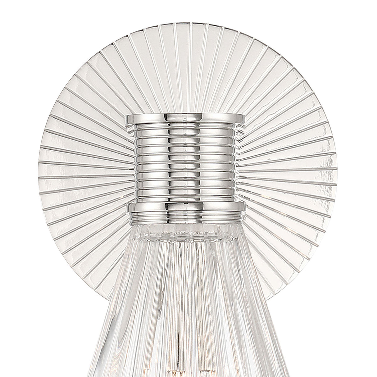 Eliza Wall Sconce 9", Polished Nickel and Clear Ribbed Glass