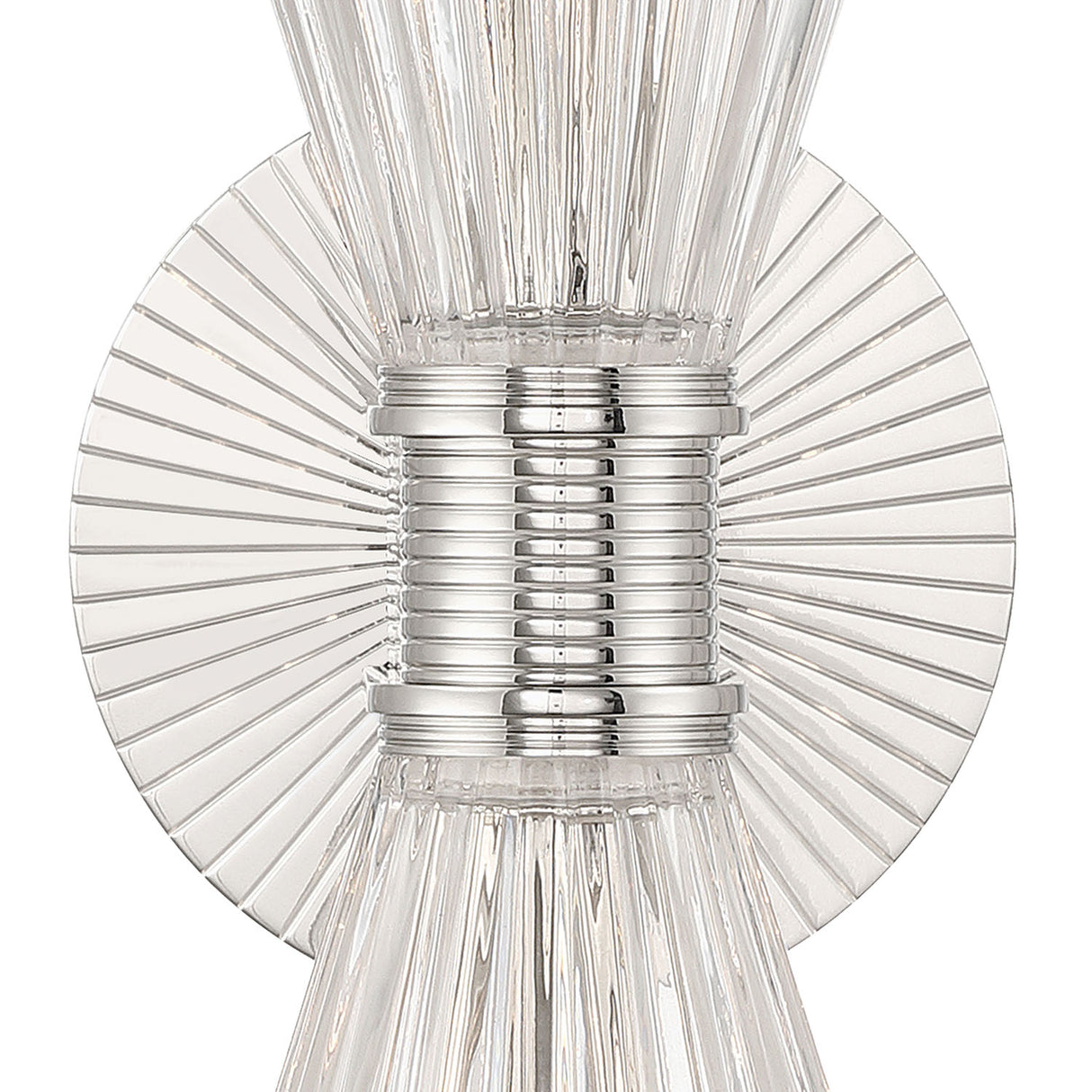 Eliza 2 Light Vanity, Polished Nickel and Clear Ribbed Glass