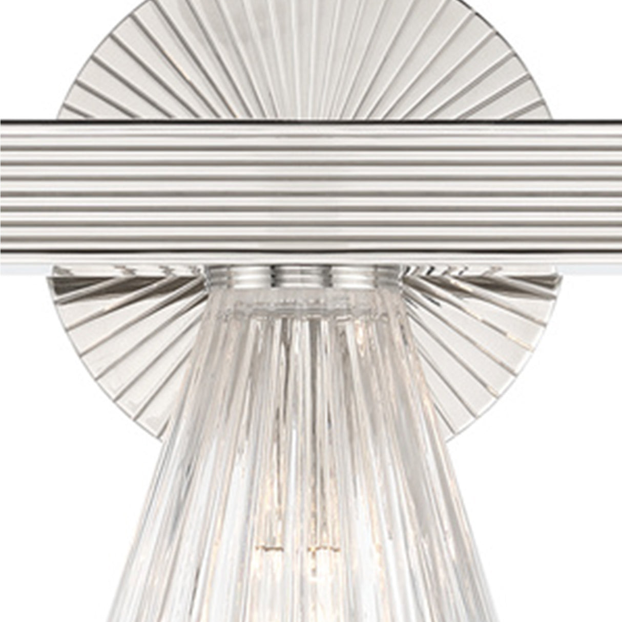 Eliza 3 Light Vanity, Polished Nickel and Clear Ribbed Glass