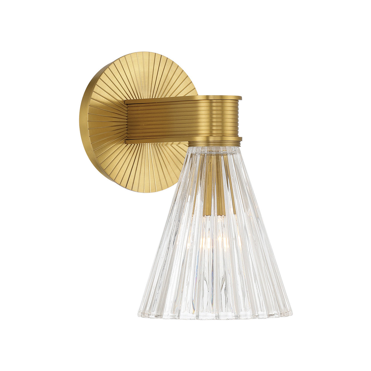 Eliza Wall Sconce 9", Brass and Clear Ribbed Glass