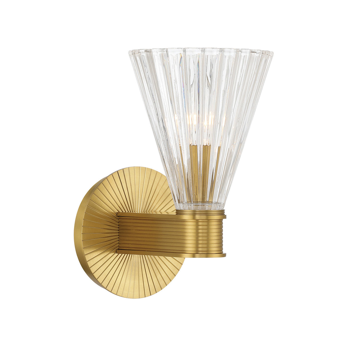 Eliza Wall Sconce 9", Brass and Clear Ribbed Glass