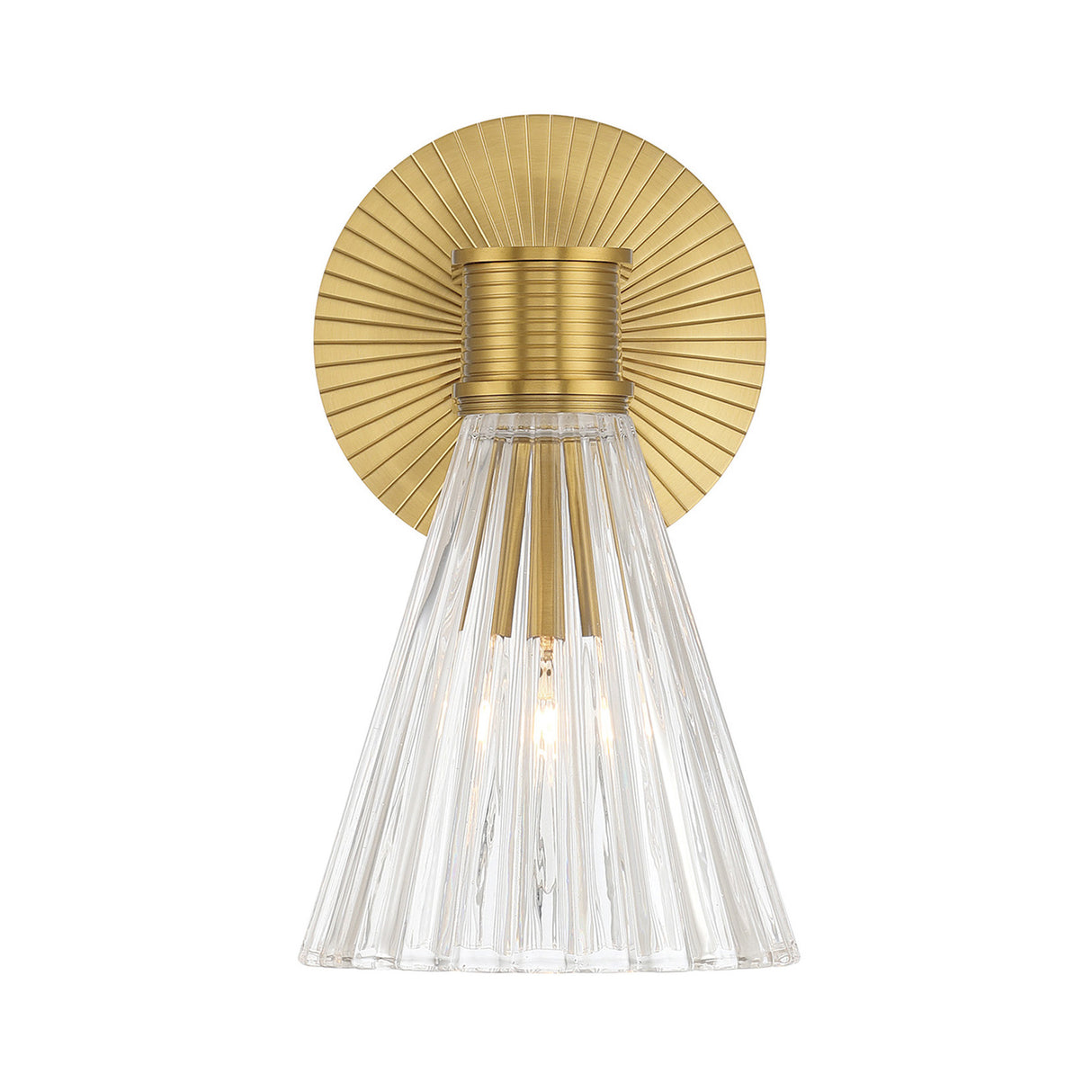 Eliza Wall Sconce 9", Brass and Clear Ribbed Glass