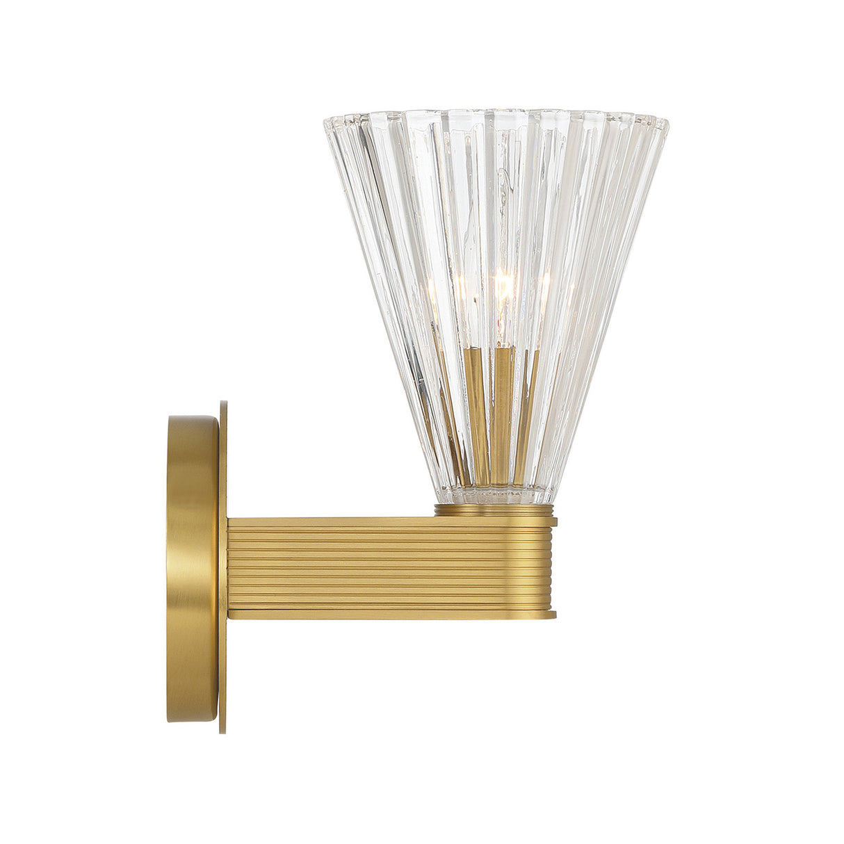 Eliza Wall Sconce 9", Brass and Clear Ribbed Glass