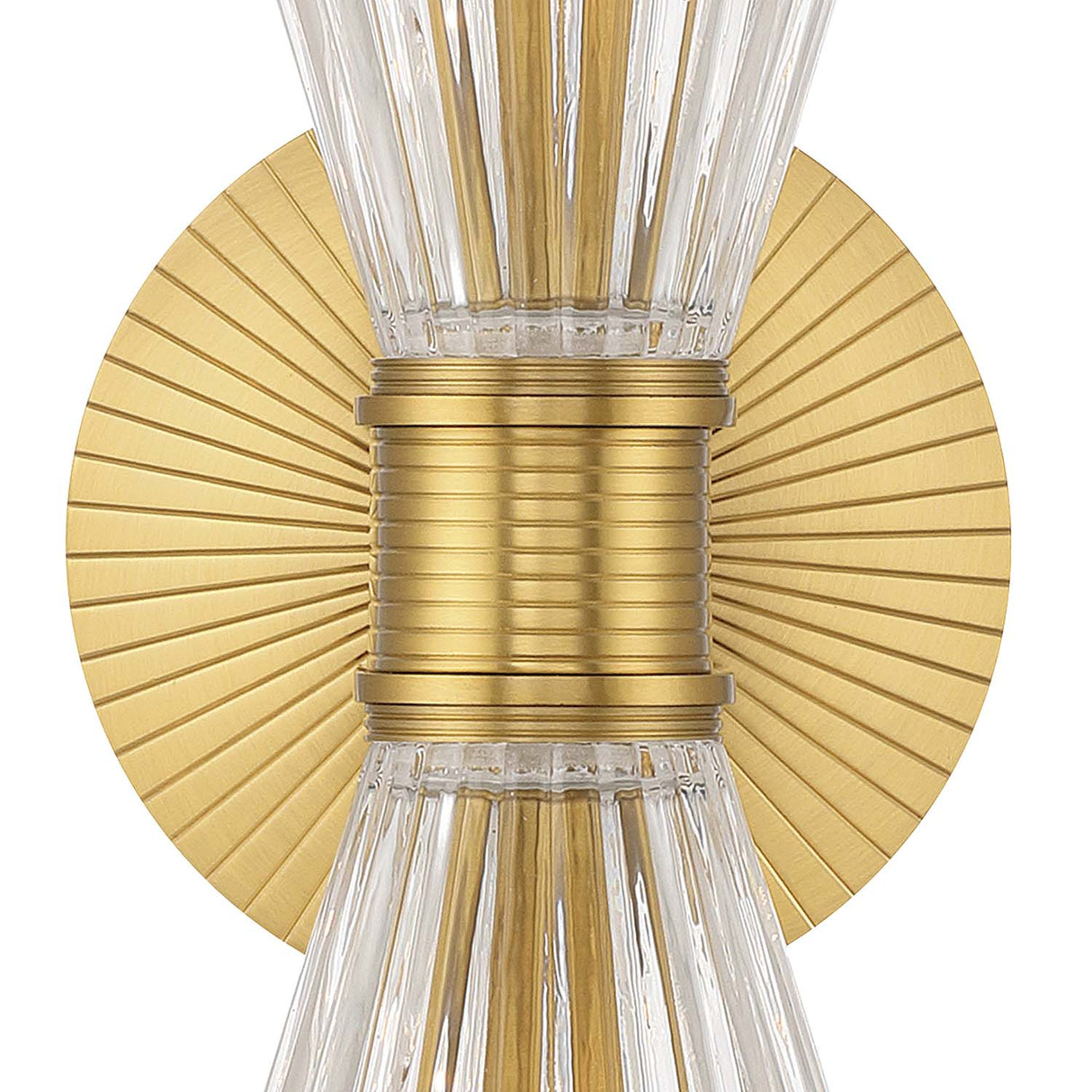 Eliza 2 Light Vanity, Brass and Clear Ribbed Glass