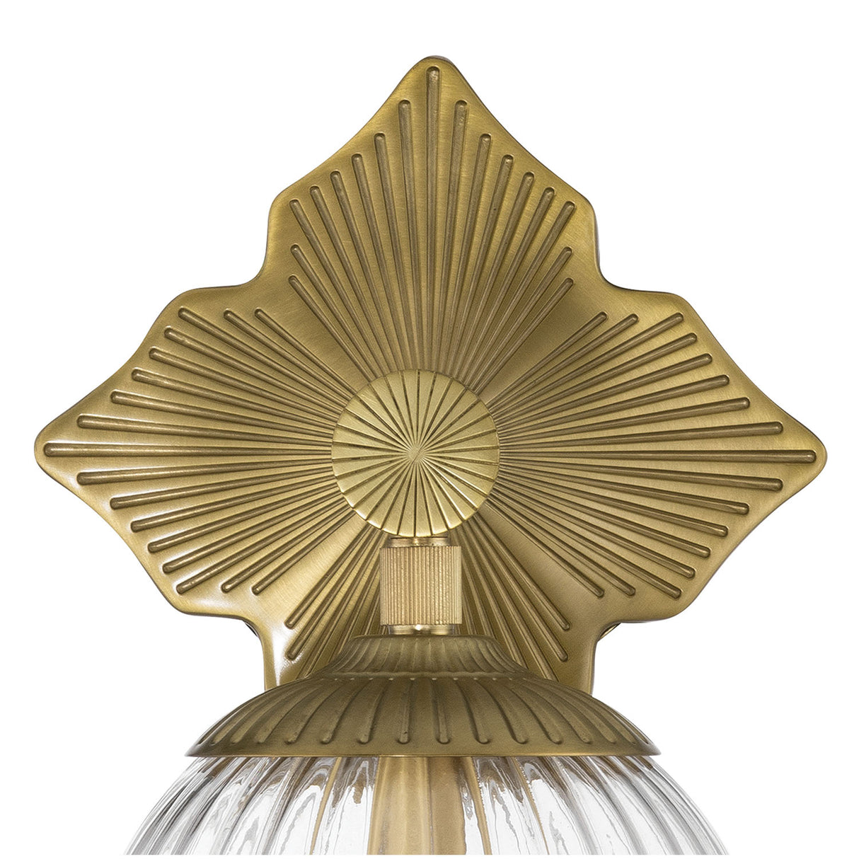 Victoria Wall Sconce 12", Aged Brass and Clear Ribbed Glass