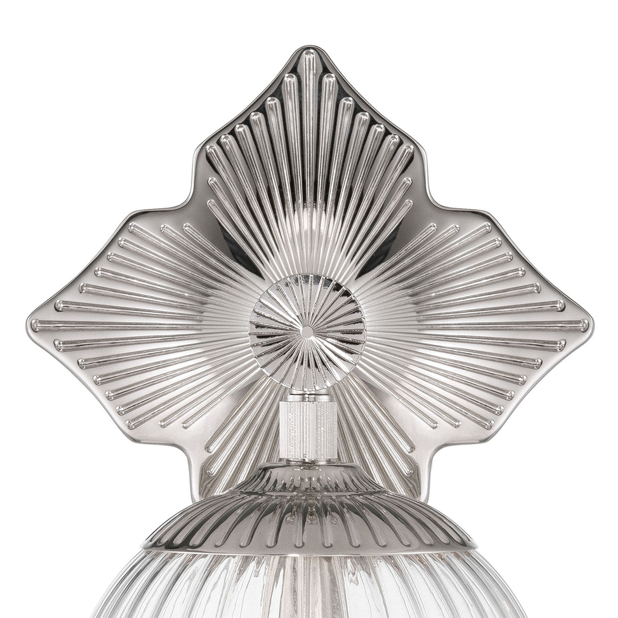 Victoria Wall Sconce 12", Polished Nickel and Clear Ribbed Glass
