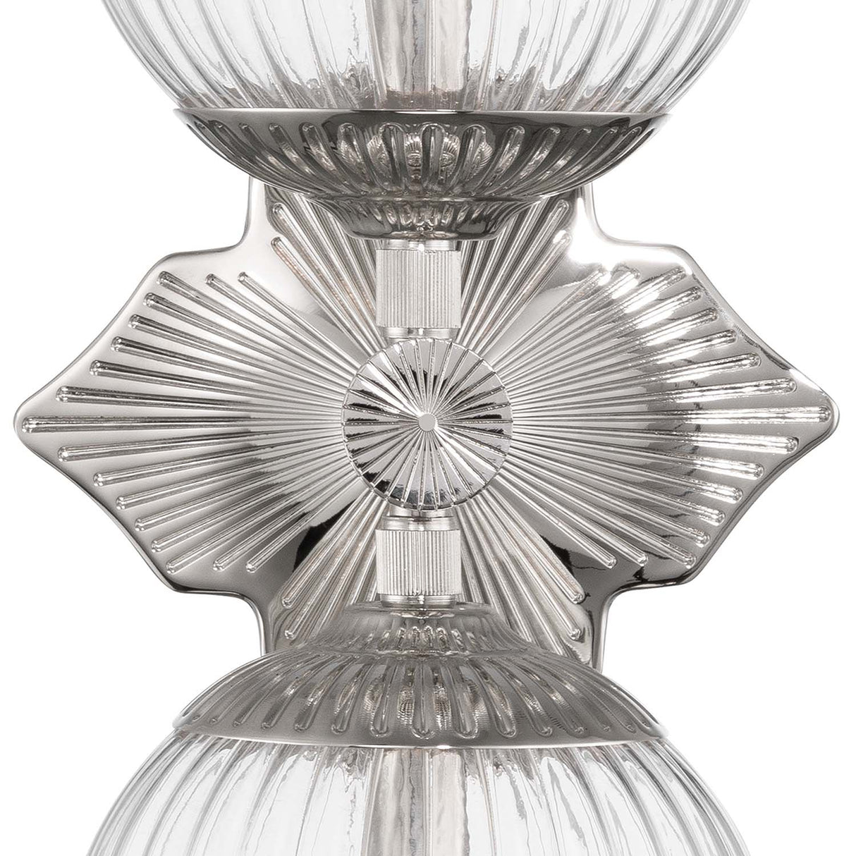 Victoria 2 Light Wall Sconce 16", Polished Nickel and Clear Ribbed Glass