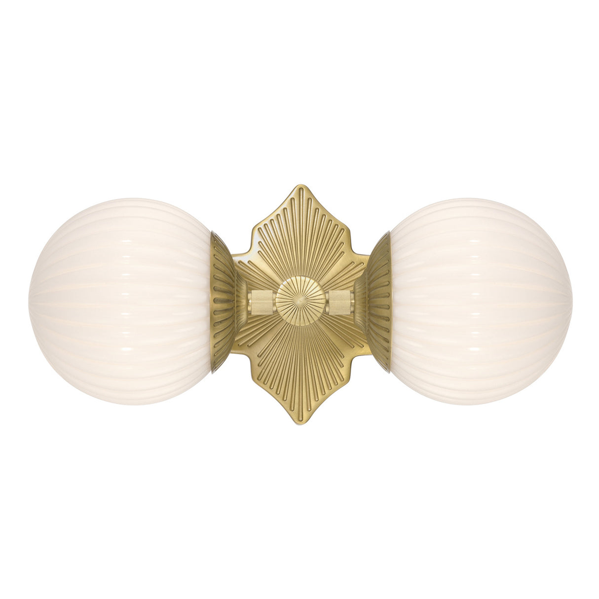 Victoria Wall Sconce 16", Aged Brass and Opal Ribbed Glass