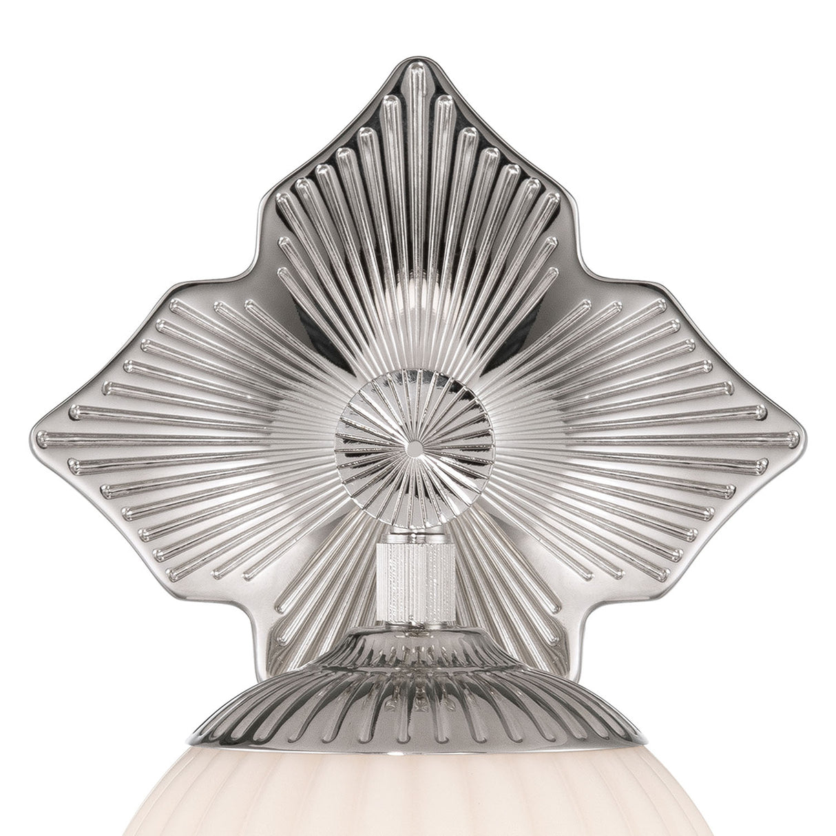 Victoria Wall Sconce 12", Polished Nickel and Opal Ribbed Glass