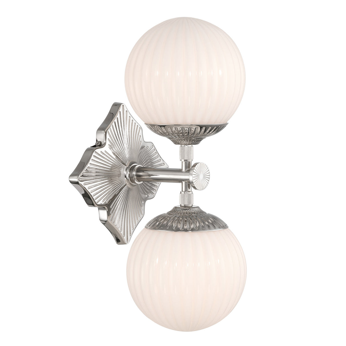 Victoria Wall Sconce 16", Polished Nickel and Opal Ribbed Glass