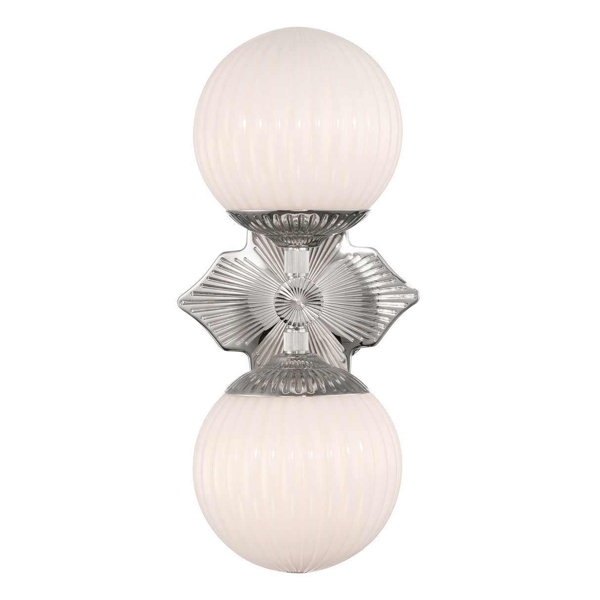 Victoria Wall Sconce 16", Polished Nickel and Opal Ribbed Glass