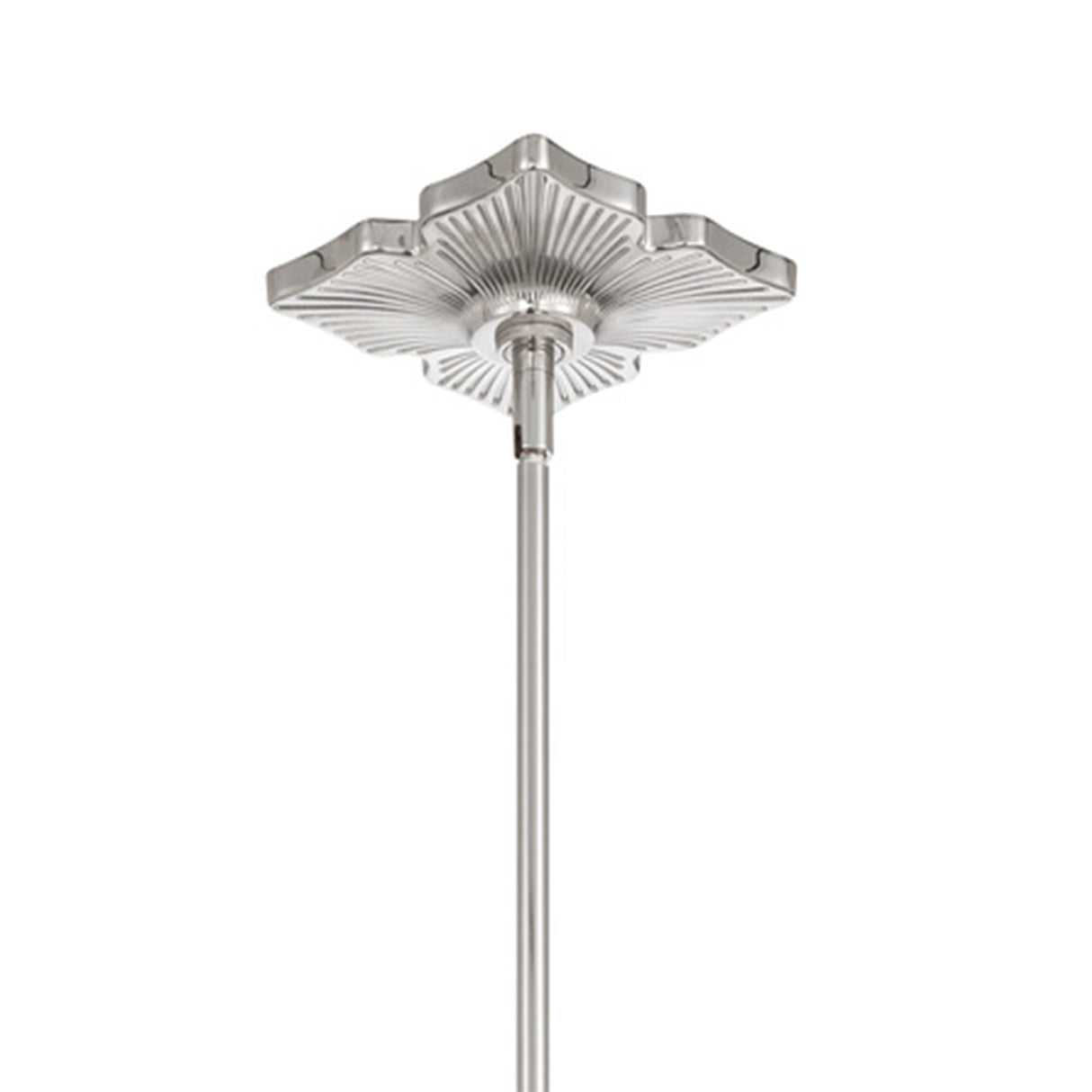 Victoria Pendant 14", Polished Nickel and Opal Ribbed Glass