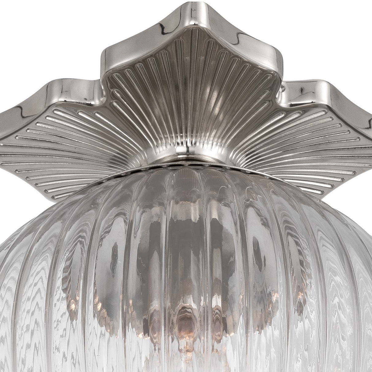 Victoria Semi-Flush 10", Polished Nickel and Clear Ribbed Glass