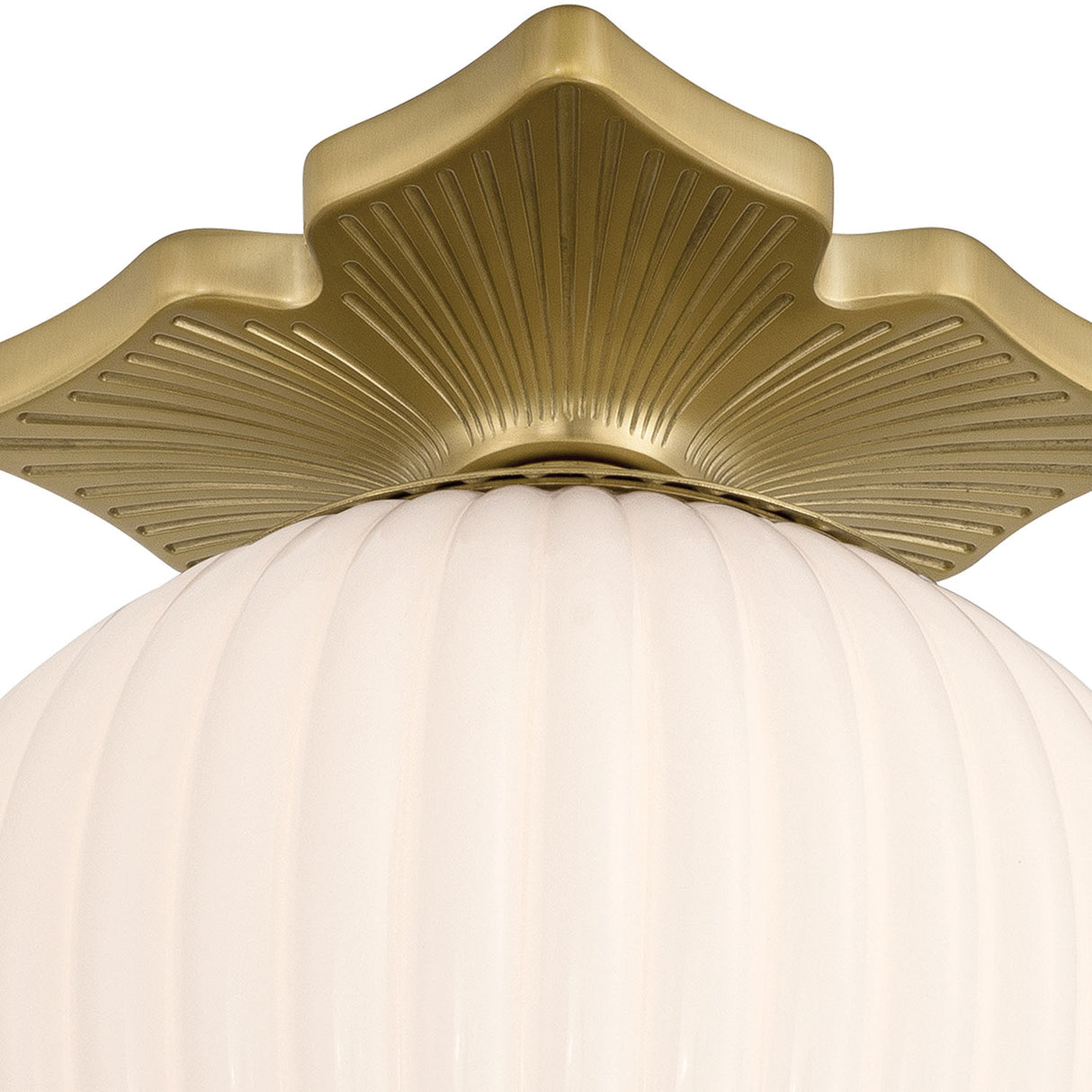 Victoria Semi-Flush 10", Aged Brass and Opal Ribbed Glass