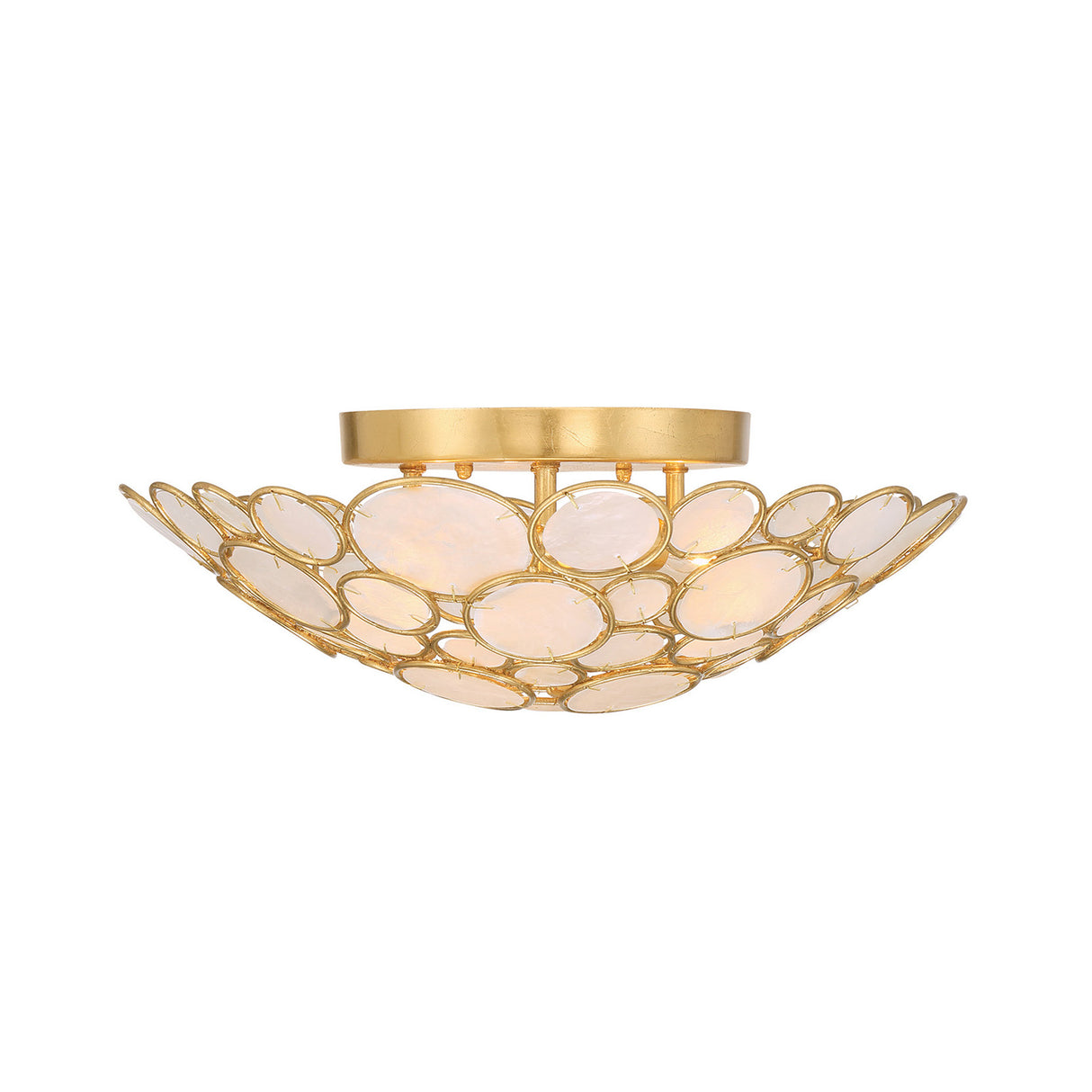 Aurelie Semi-Flush 16", Antique Gold with Capiz Shell