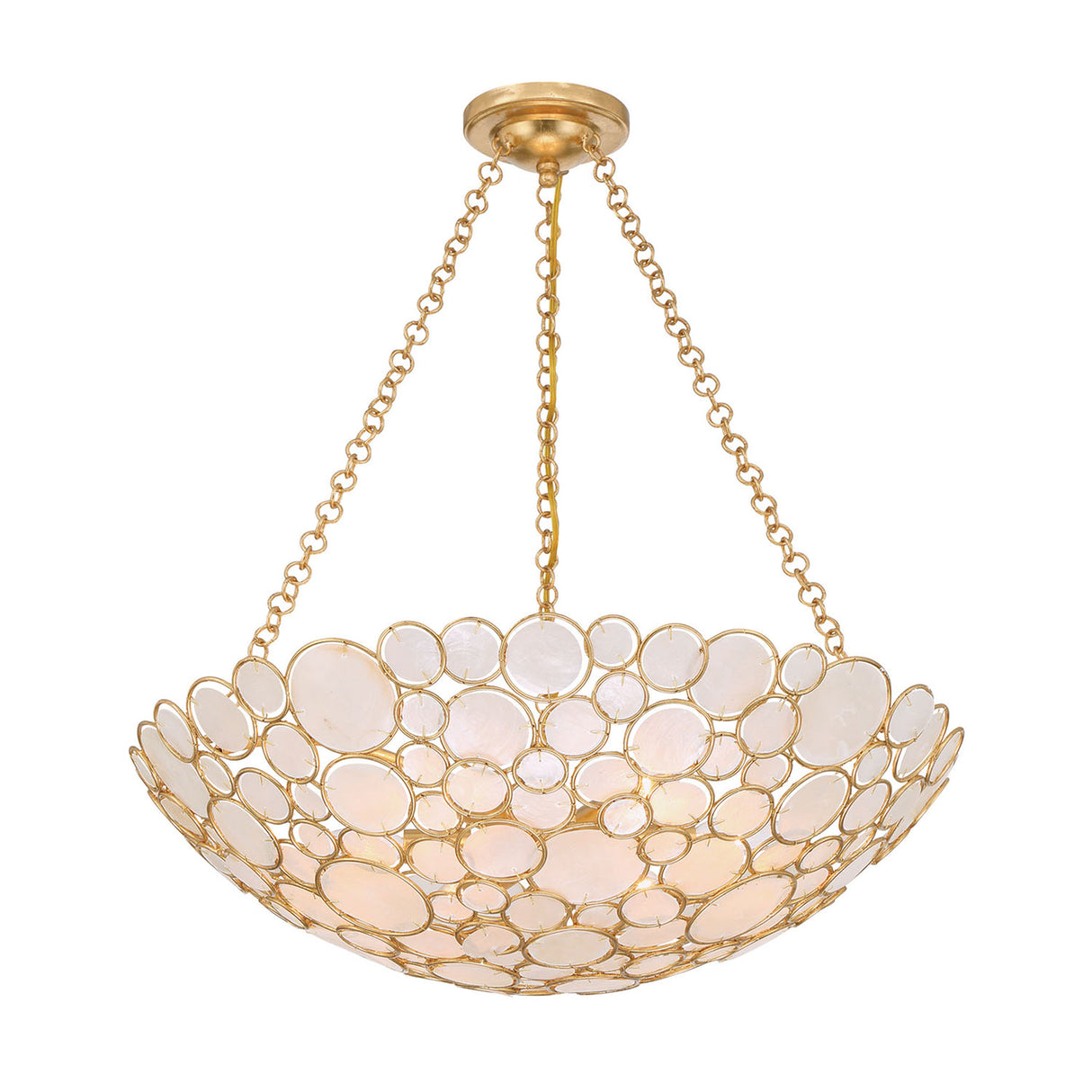 Aurelie Pendant 24", Antique Gold with Capiz Shell