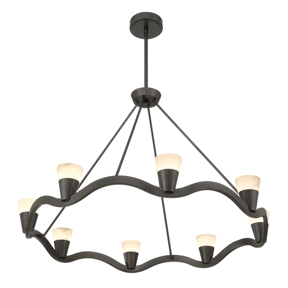 Josie LED Chandelier 39", Old Bronze and Alabaster