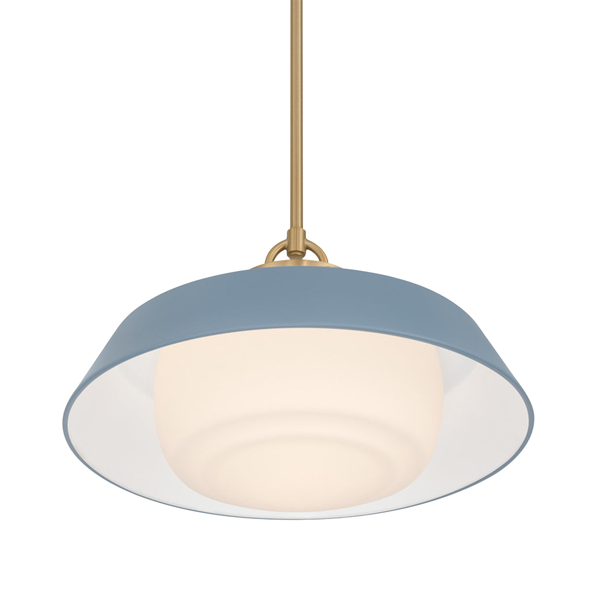 Blaine Medium Pendant 16", Brass and French Blue