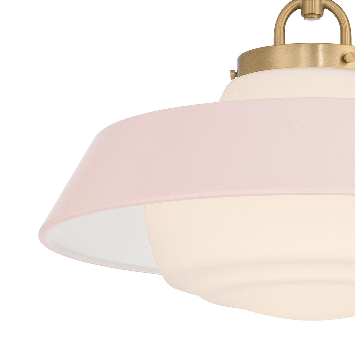 Blaine Medium Pendant 16", Brass and Rose Quartz