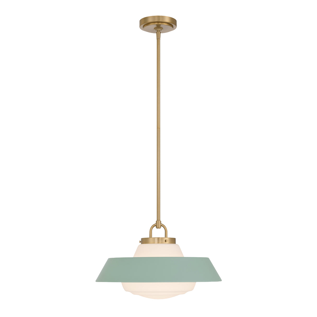 Blaine Medium Pendant 16", Brass and Sage Green
