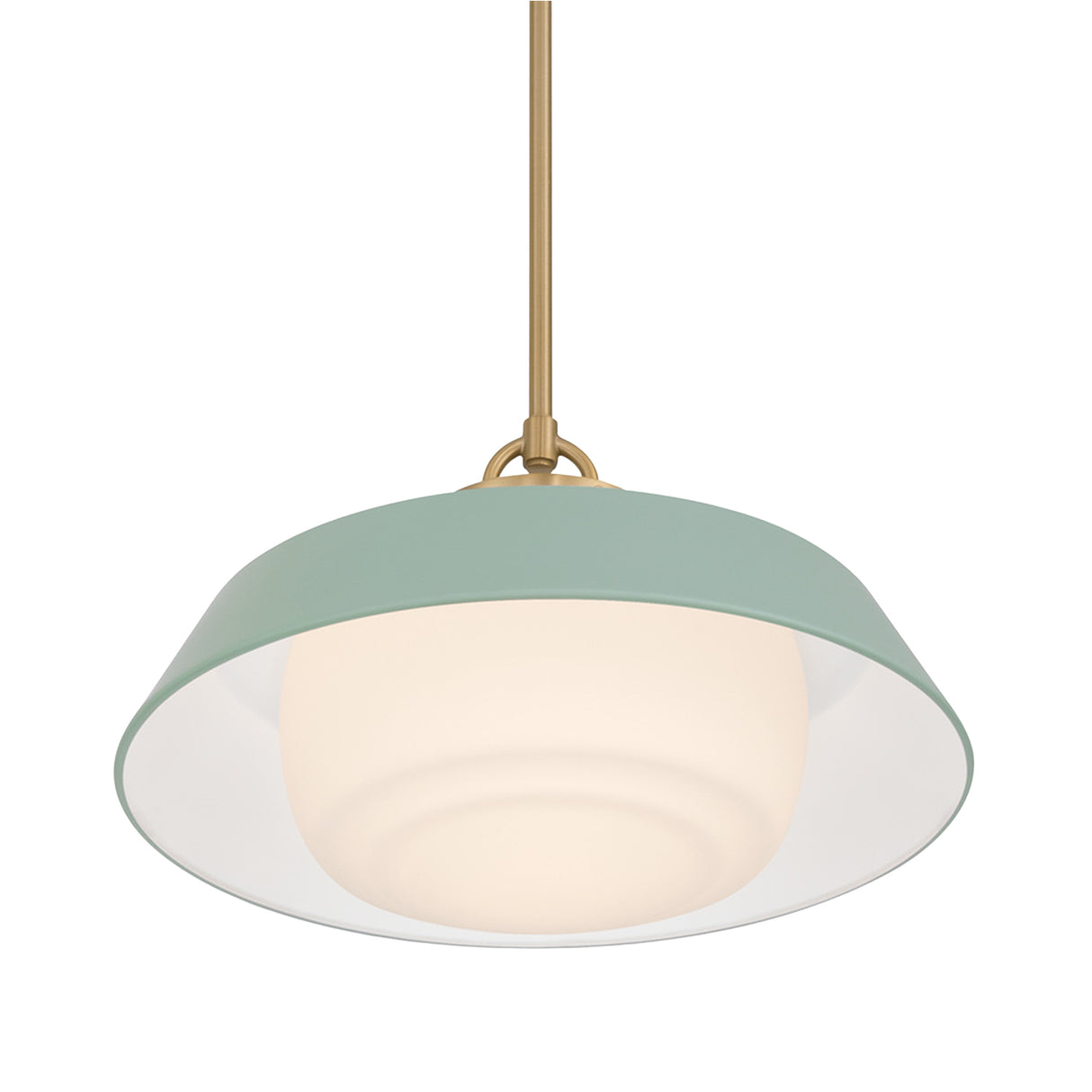 Blaine Medium Pendant 16", Brass and Sage Green