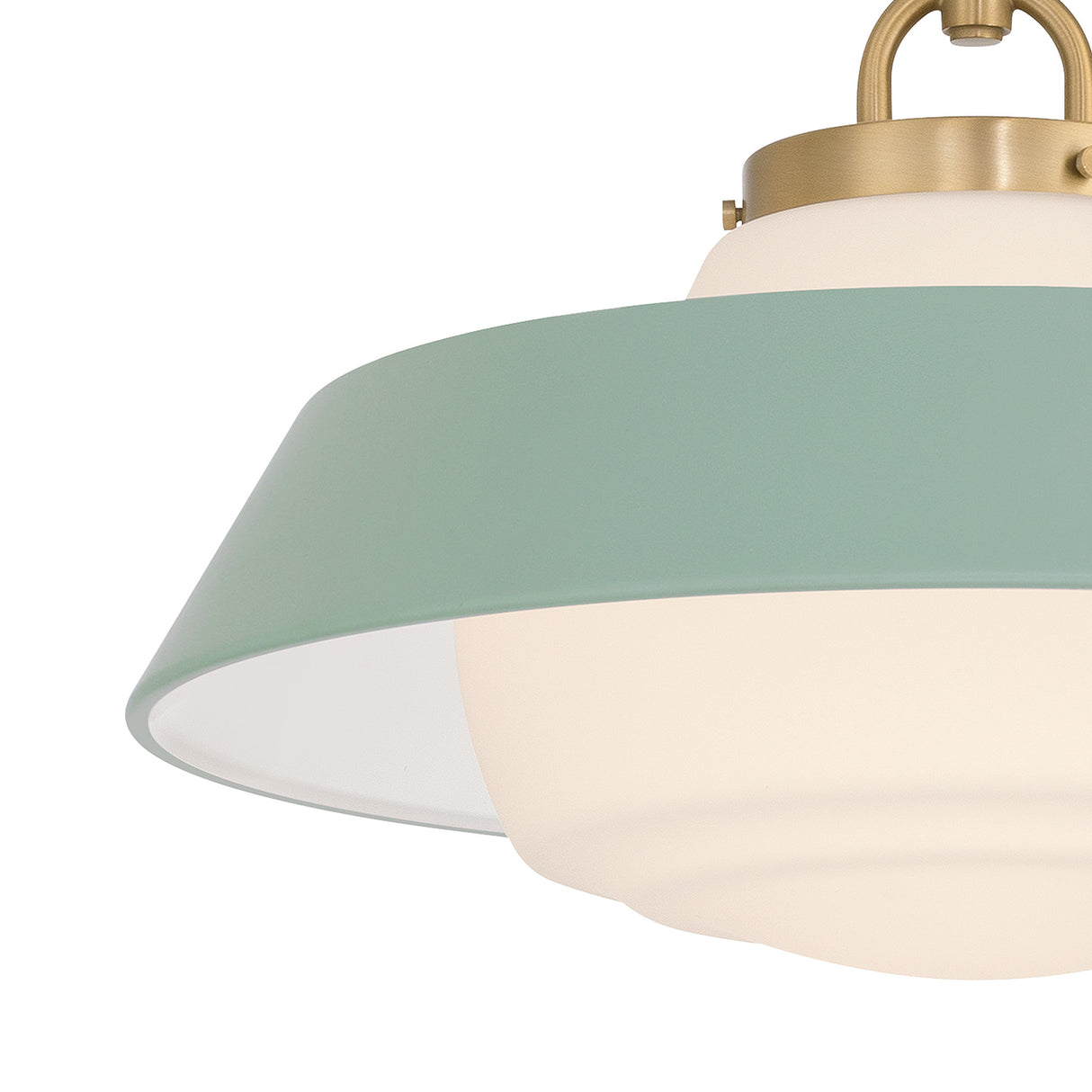 Blaine Medium Pendant 16", Brass and Sage Green