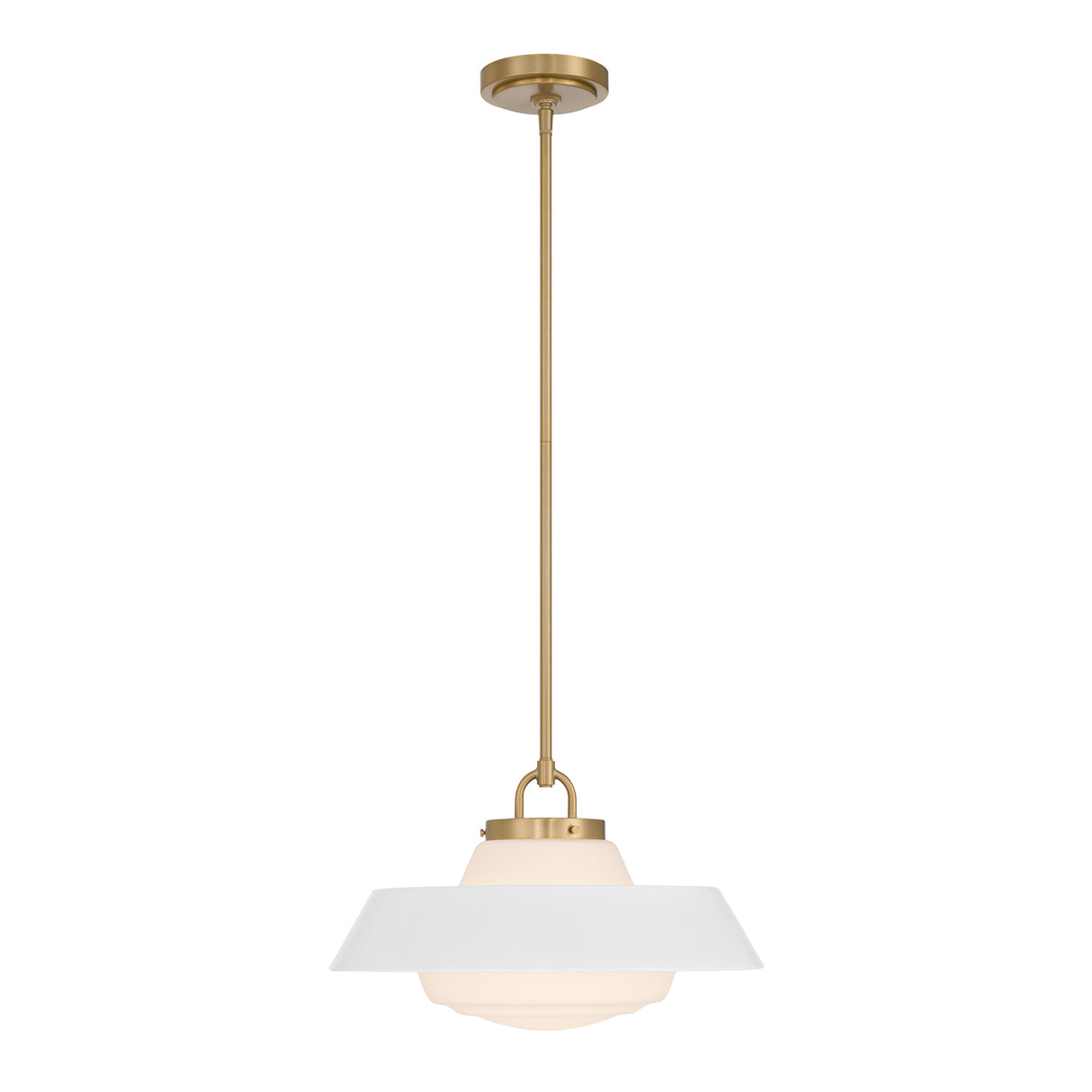 Blaine Medium Pendant 16", Brass and White