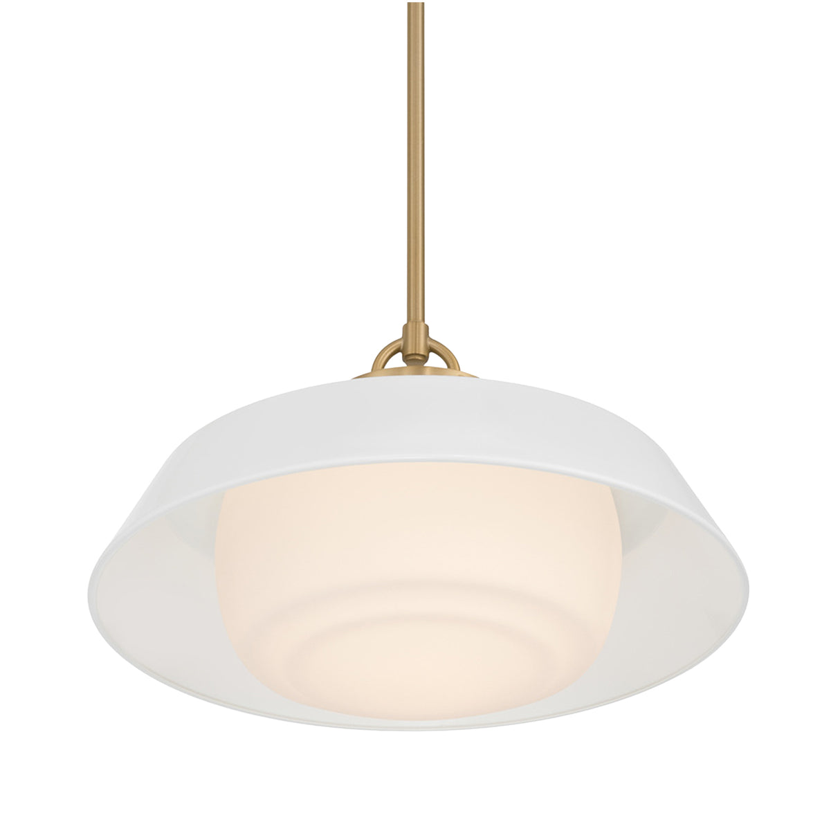 Blaine Medium Pendant 16", Brass and White