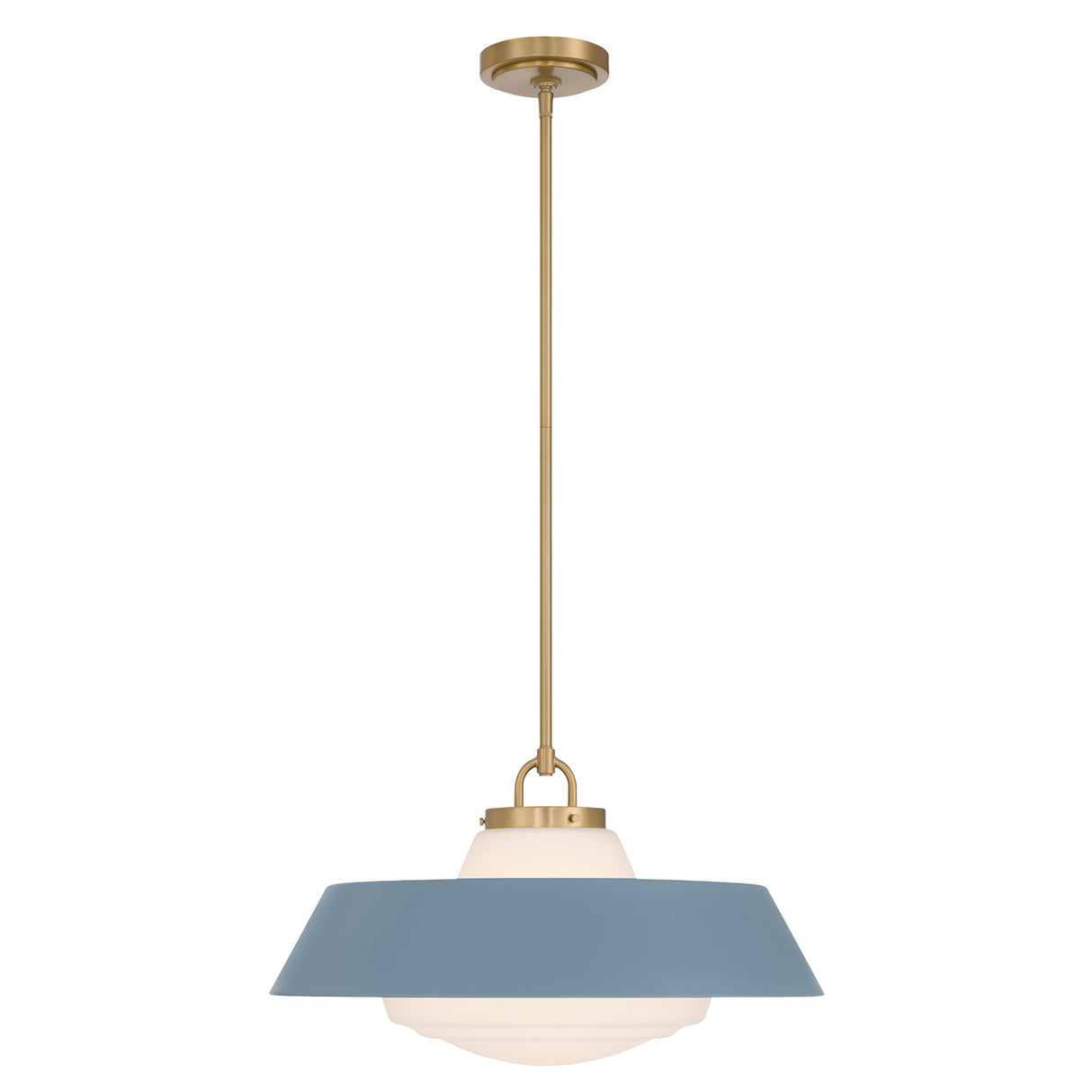 Blaine Large Pendant 20", Brass and French Blue