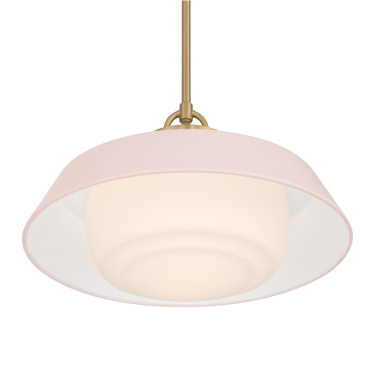 Blaine Large Pendant 20", Brass and Rose Quartz