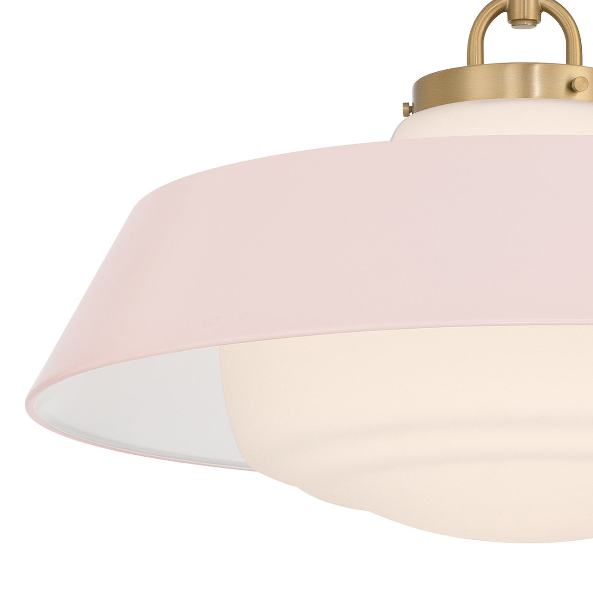 Blaine Large Pendant 20", Brass and Rose Quartz