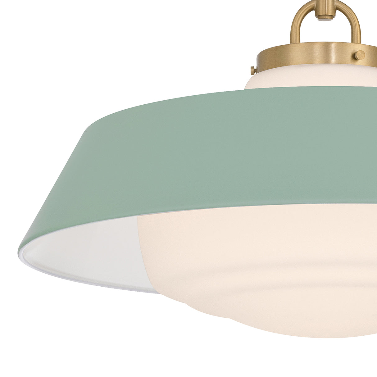 Blaine Large Pendant 20", Brass and Sage Green