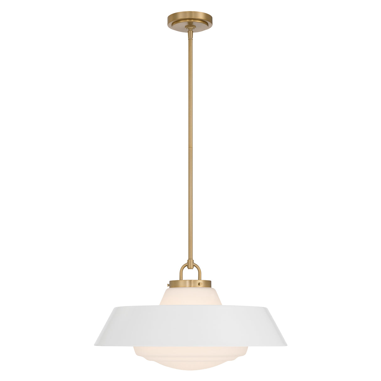 Blaine Large Pendant 20", Brass and White
