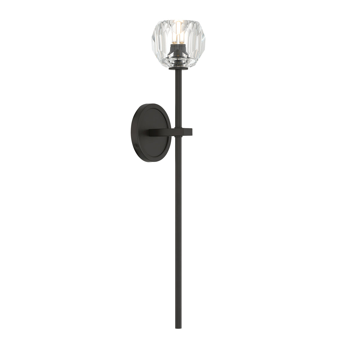 Silas Wall Sconce 11", Matte Black and Faceted Crystal