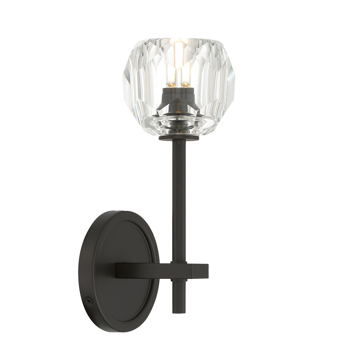 Silas Wall Sconce 11", Matte Black and Faceted Crystal