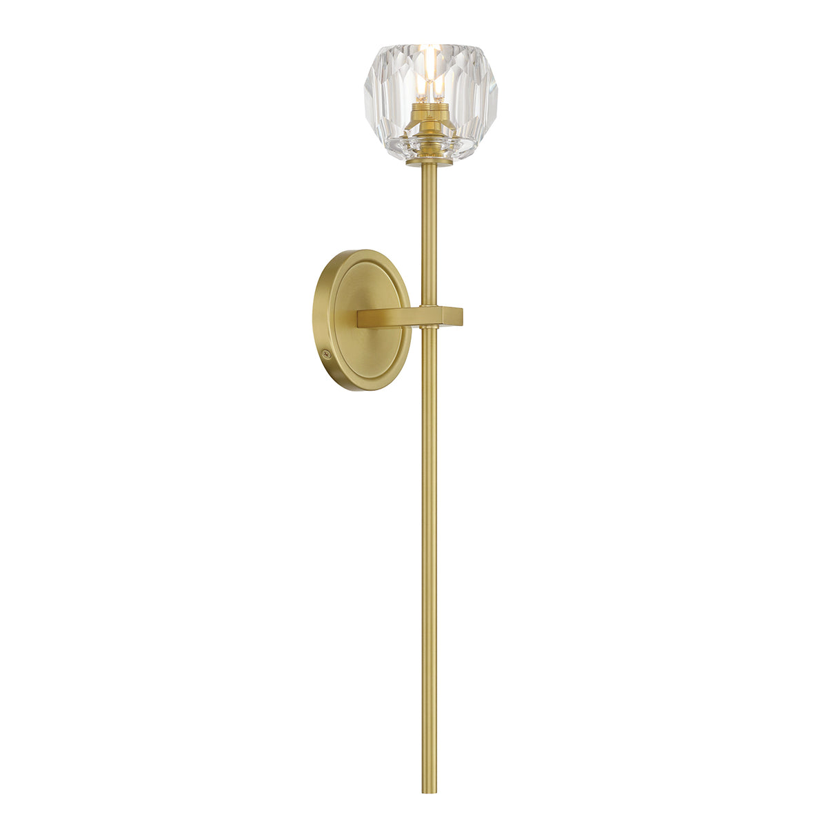 Silas Wall Sconce 11", Soft Brass and Faceted Crystal