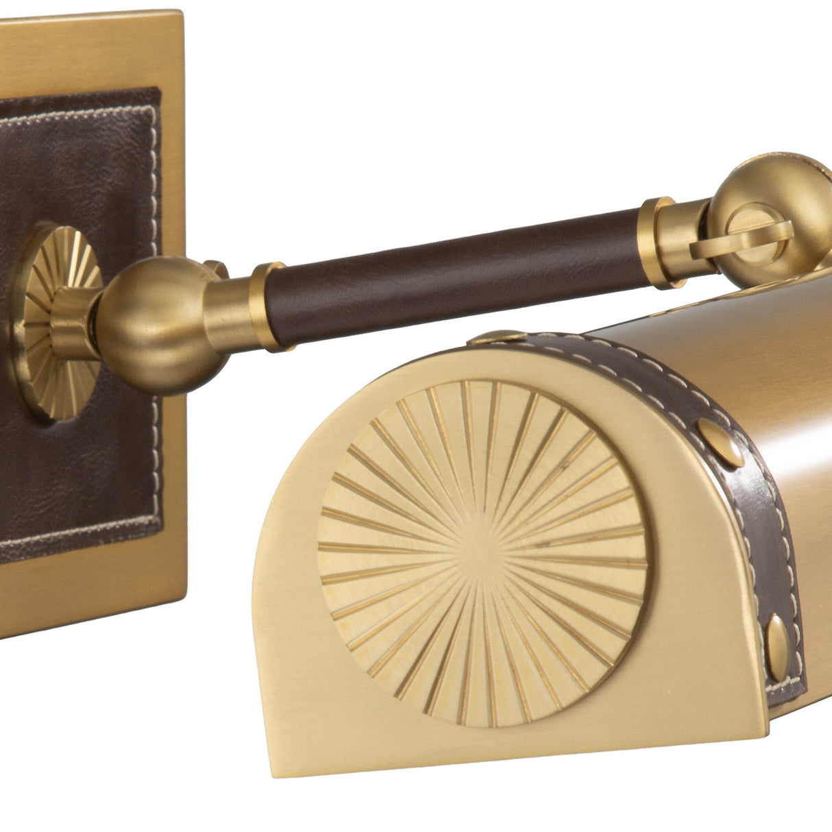 Spencer LED Picture Light 20", Brass with Brown Leather Accents