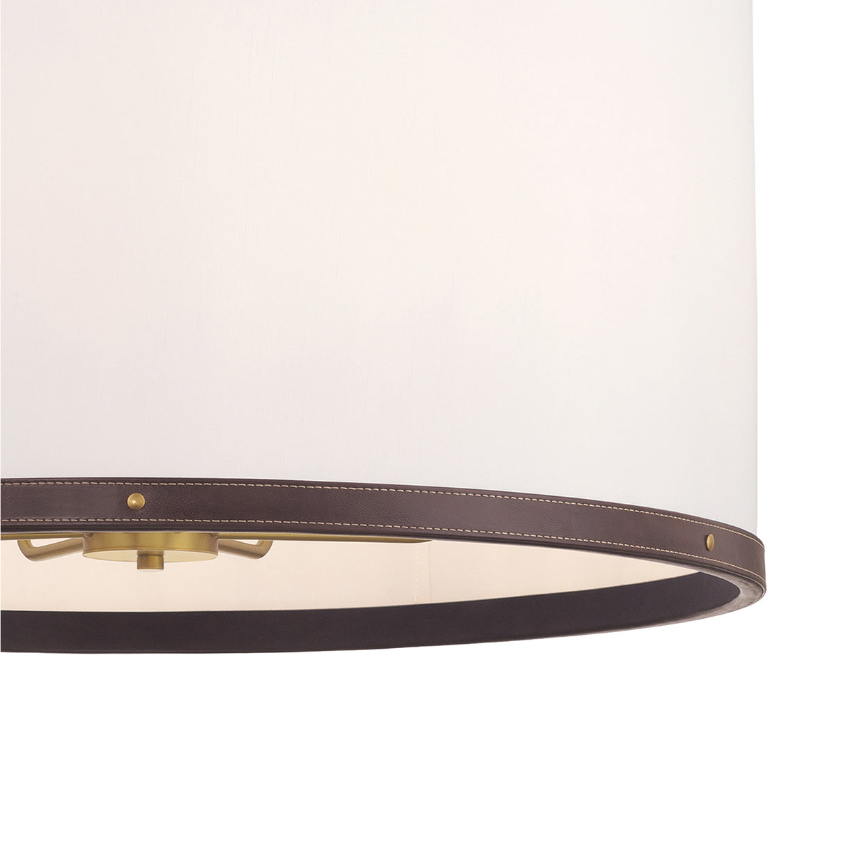Spencer Pendant 28", Brass with Brown Leather Accents