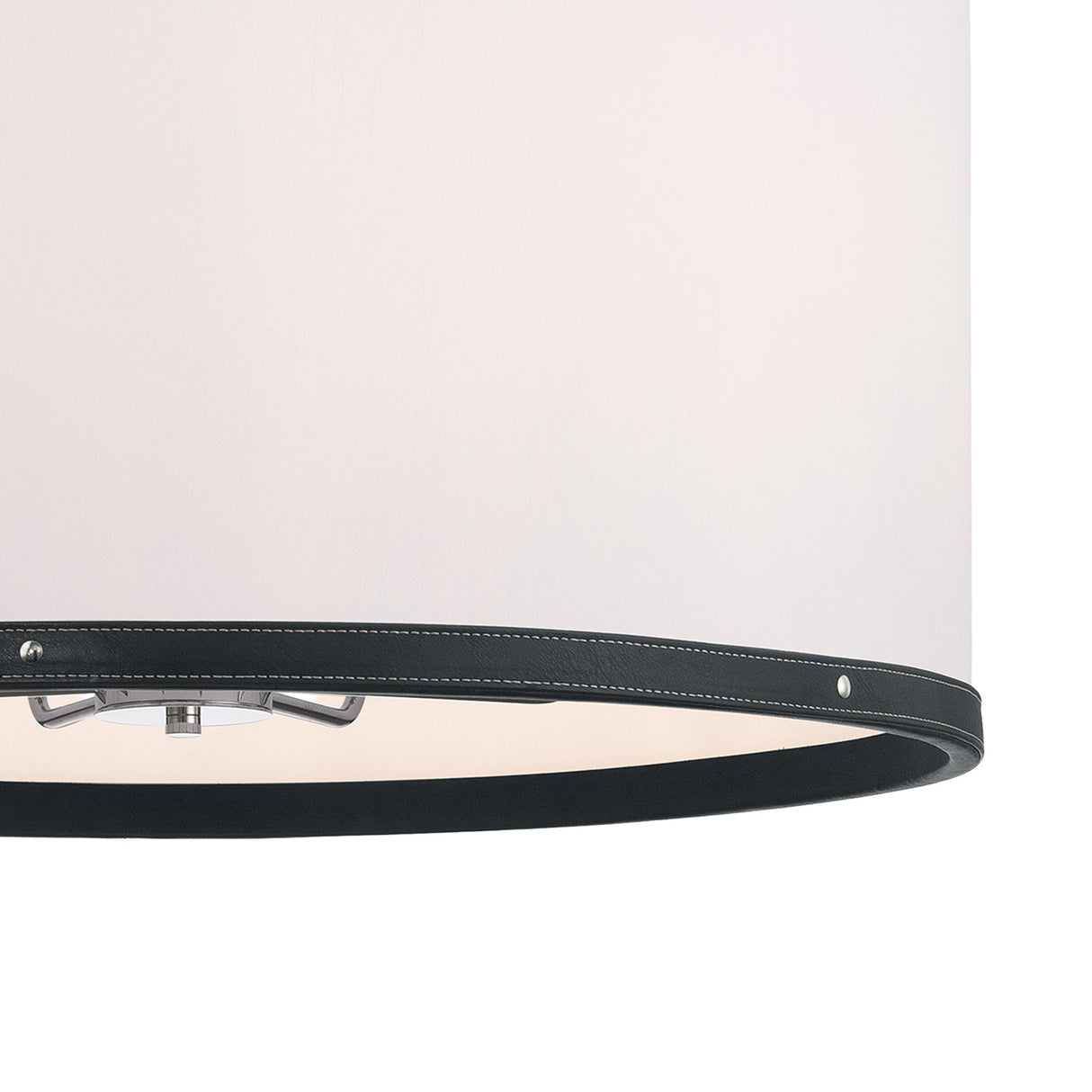 Spencer Pendant 28", Polished Nickel with Black Leather Accents