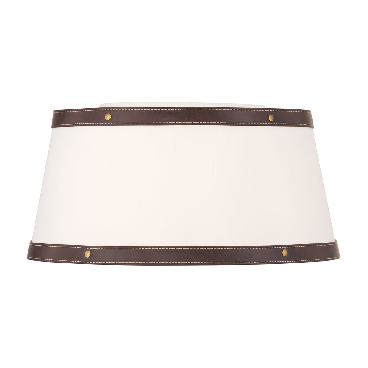 Spencer Flush Mount 17", Brass with Brown Leather Accents