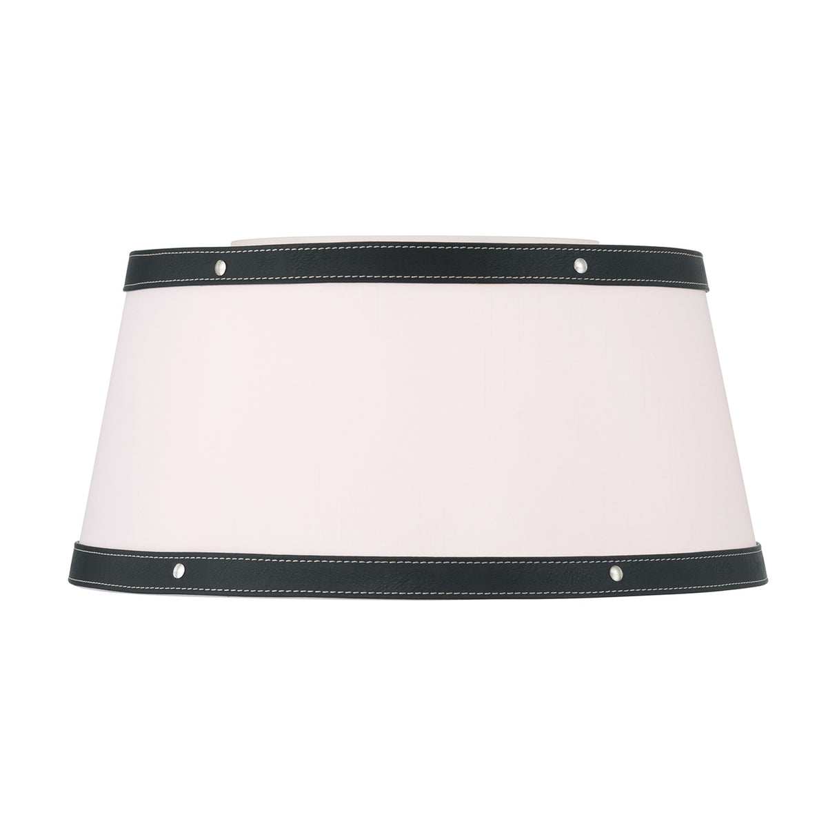 Spencer Flush Mount 17", Polished Nickel with Black Leather Accents