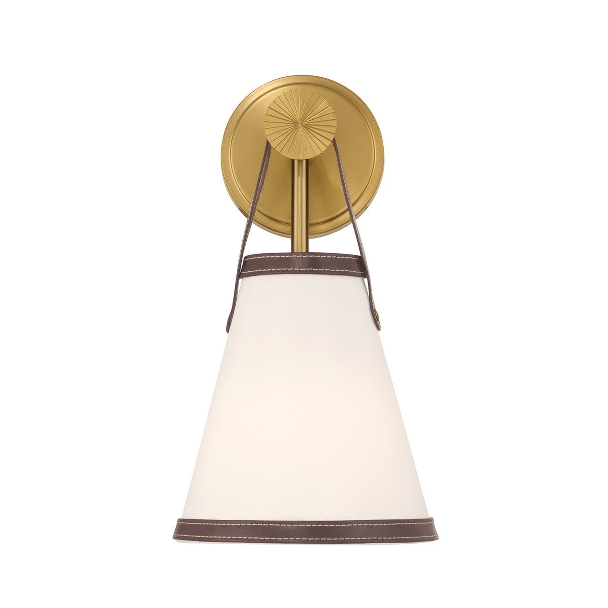Spencer Wall Sconce 14", Brass with Brown Leather Accents