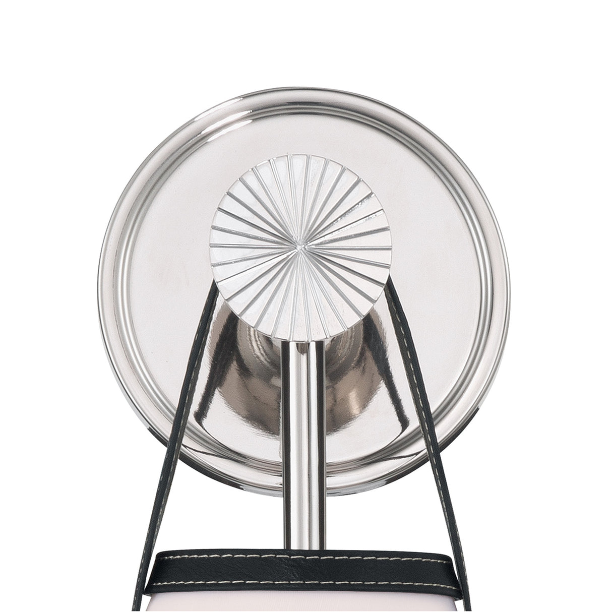 Spencer Wall Sconce 14", Polished Nickel with Black Leather Accents