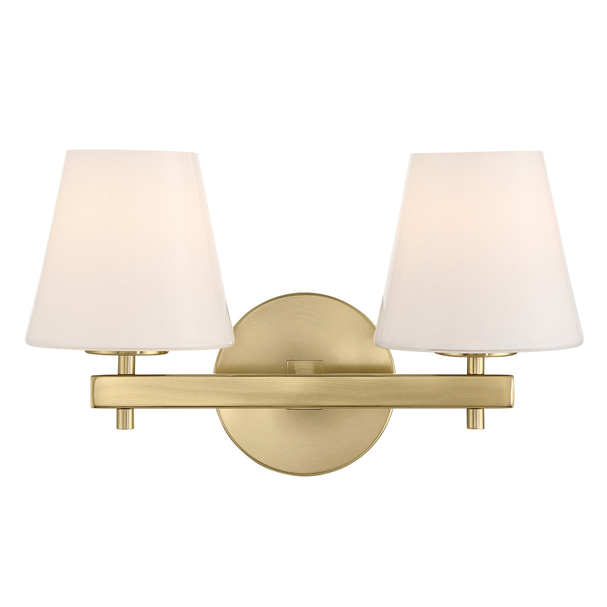 Atticus 2 Light Vanity, Brass and Opal Glass