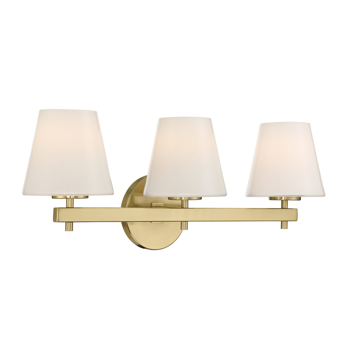 Atticus 3 Light Vanity, Brass and Opal Glass
