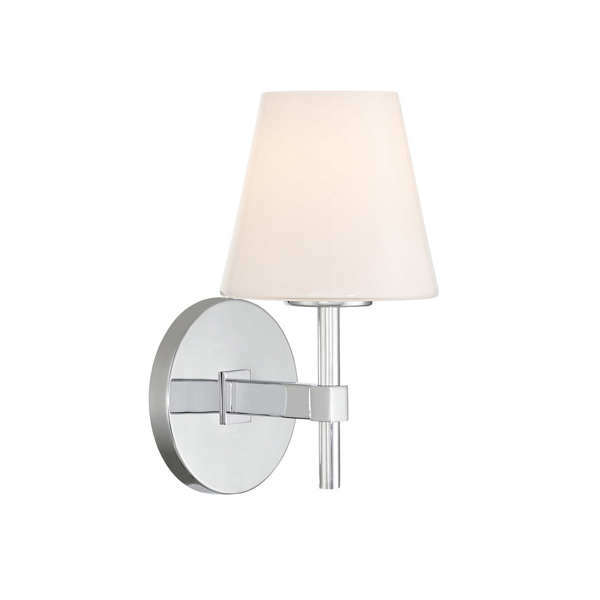 Atticus Wall Sconce 11", Chrome and Opal Glass