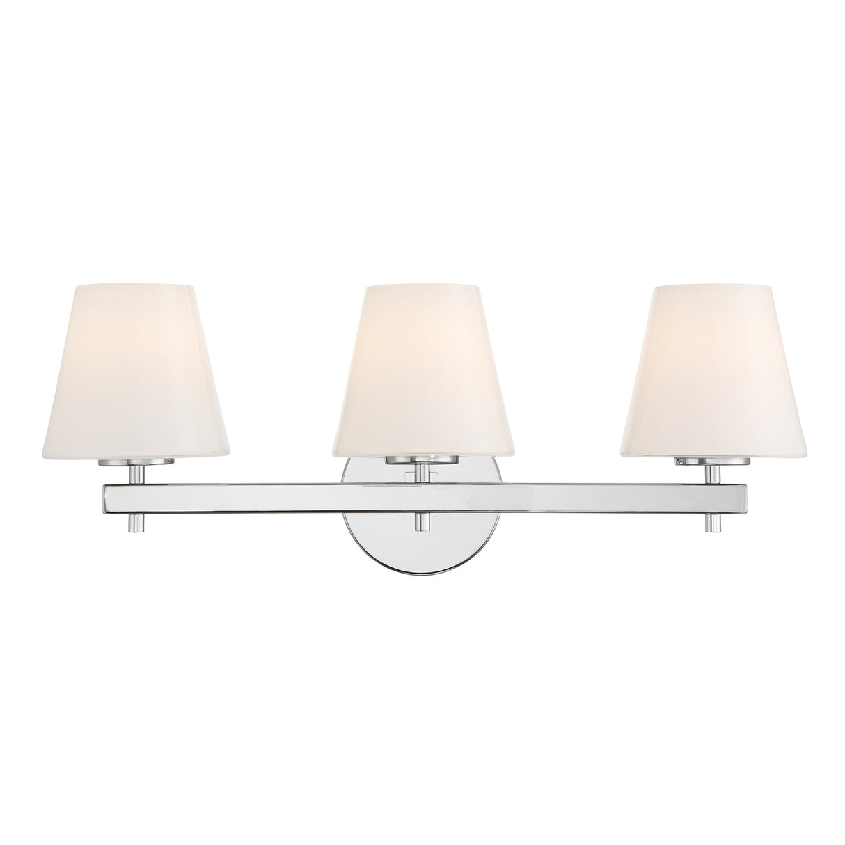 Atticus 3 Light Vanity, Chrome and Opal Glass