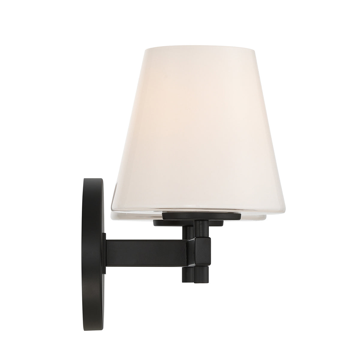 Atticus 2 Light Vanity, Black and Opal Glass
